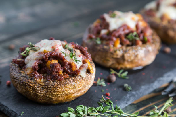 istock Stuffed mushrooms with beef cheese and spices 893534826