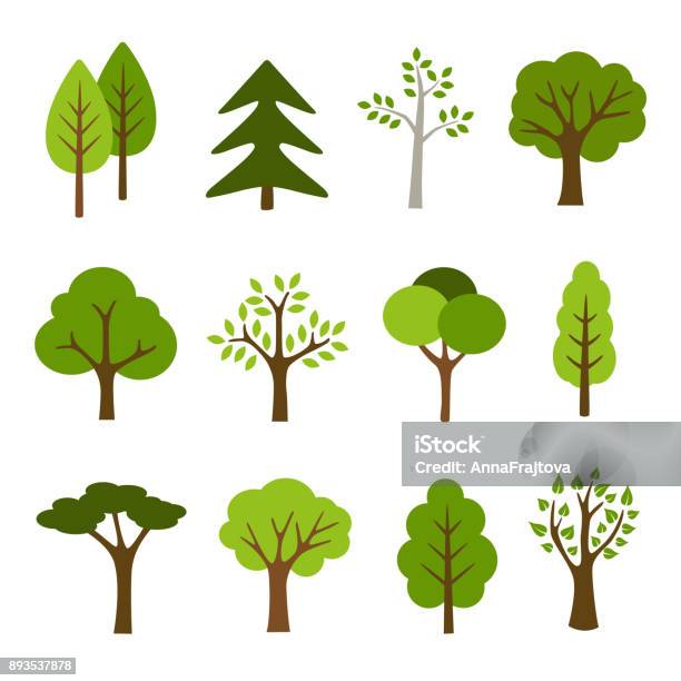 Trees Collection Stock Illustration - Download Image Now - Tree, Vector, Illustration