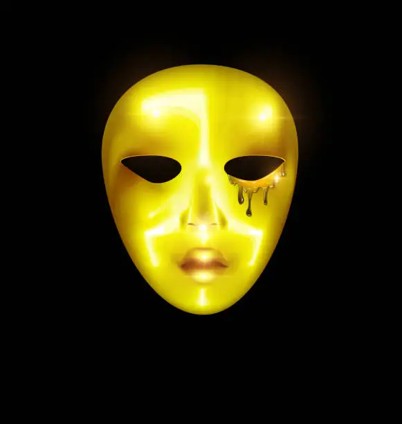 Vector illustration of golden mask of abstract face
