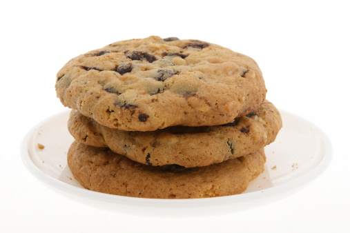 Chocolate cookie. Fresh chocolate chip cookies. Bakery products. close up