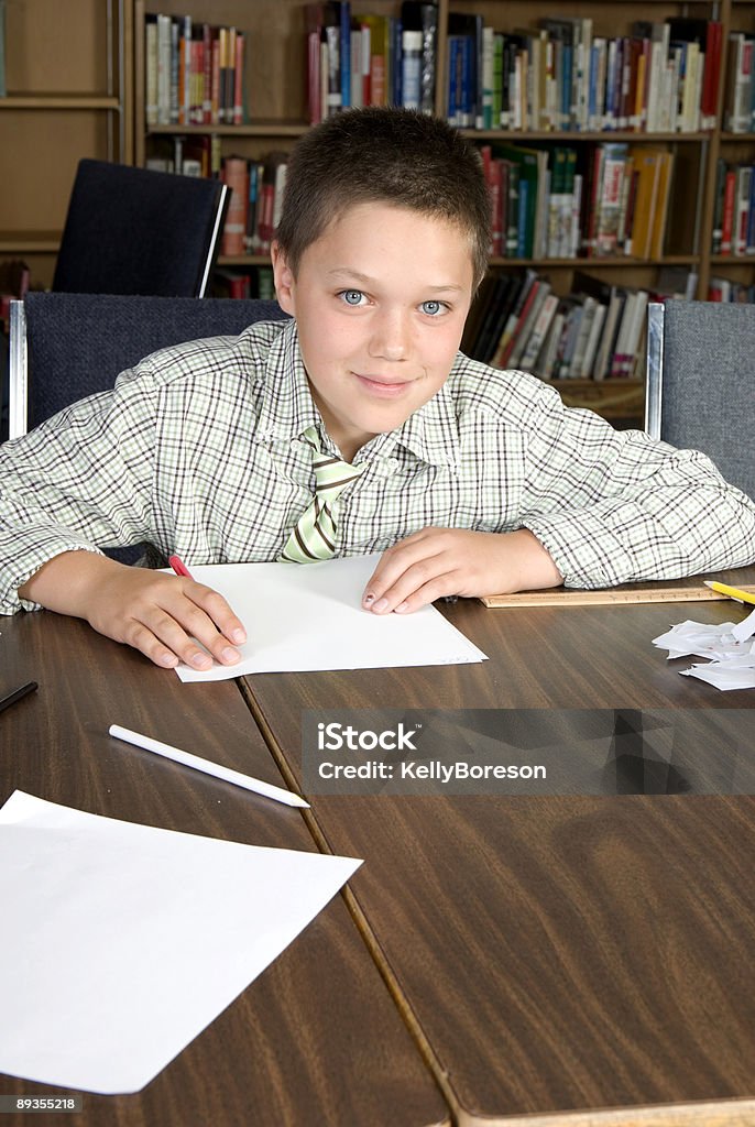 Elementary school student studying  Anticipation Stock Photo