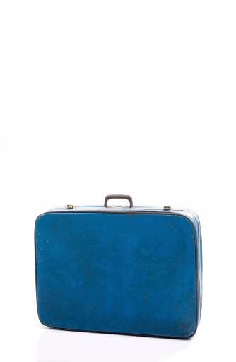 Old suitcase on a white background.