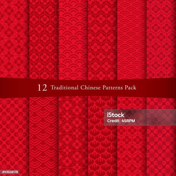 Set Di Modelli Cinesi - Immagini vettoriali stock e altre immagini di Motivo decorativo - Motivo decorativo, Capodanno cinese, Cultura cinese