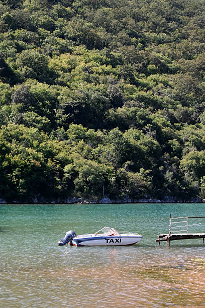 Sailboats Anchored on Lake Sainte-Croix Near the Village of Bauduen