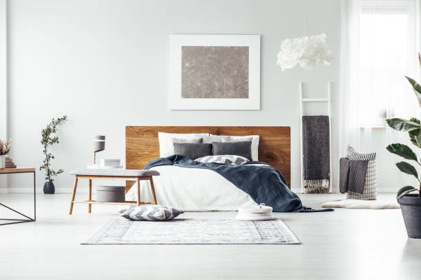 istock Grey painting in spacious bedroom 893560634