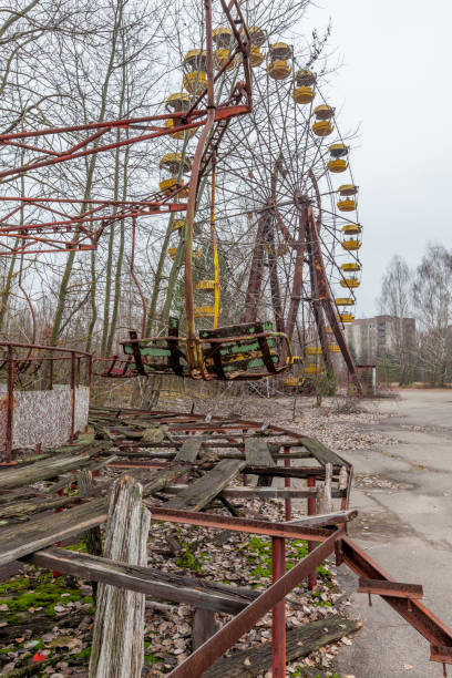 istock Attraction in amusement park in overgrown ghost city Pripyat. 893561502