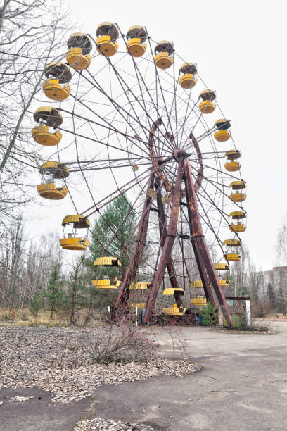 istock Attraction in amusement park in overgrown ghost city Pripyat. 893561732