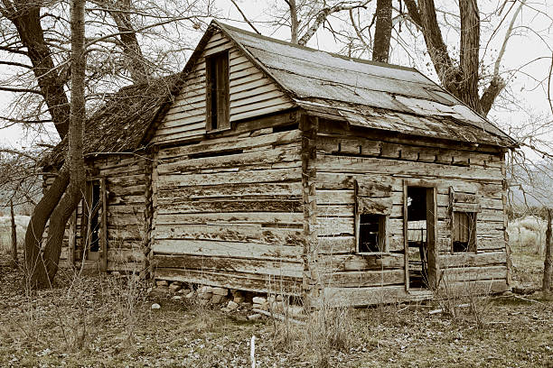 istock Old Log and Wood Home. 89356554