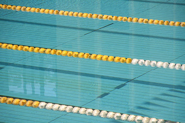 Empty lanes in a swimming pool stock photo