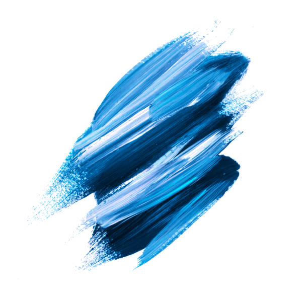 istock Brash stroke blue color illustration. Hand drawn design element for headline, sale banner, backdrop. Abstract background. Painted acrylic texture on white. 893576710