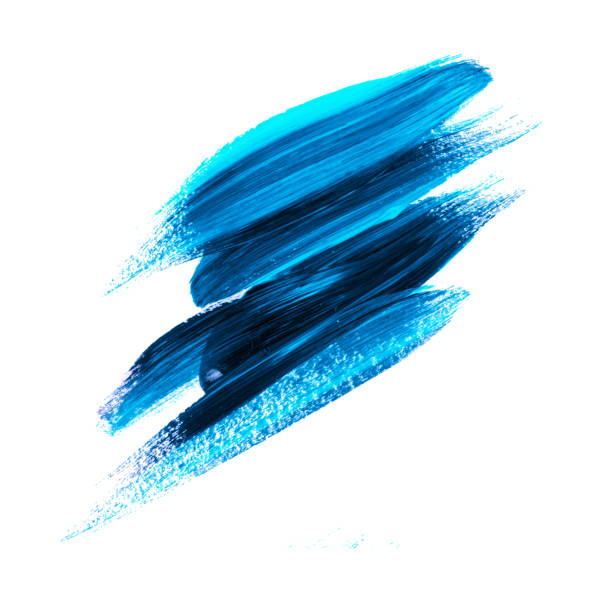istock Brash stroke blue color illustration. Hand drawn design element for headline, sale banner, backdrop. Abstract background. Painted acrylic texture on white. 893576730