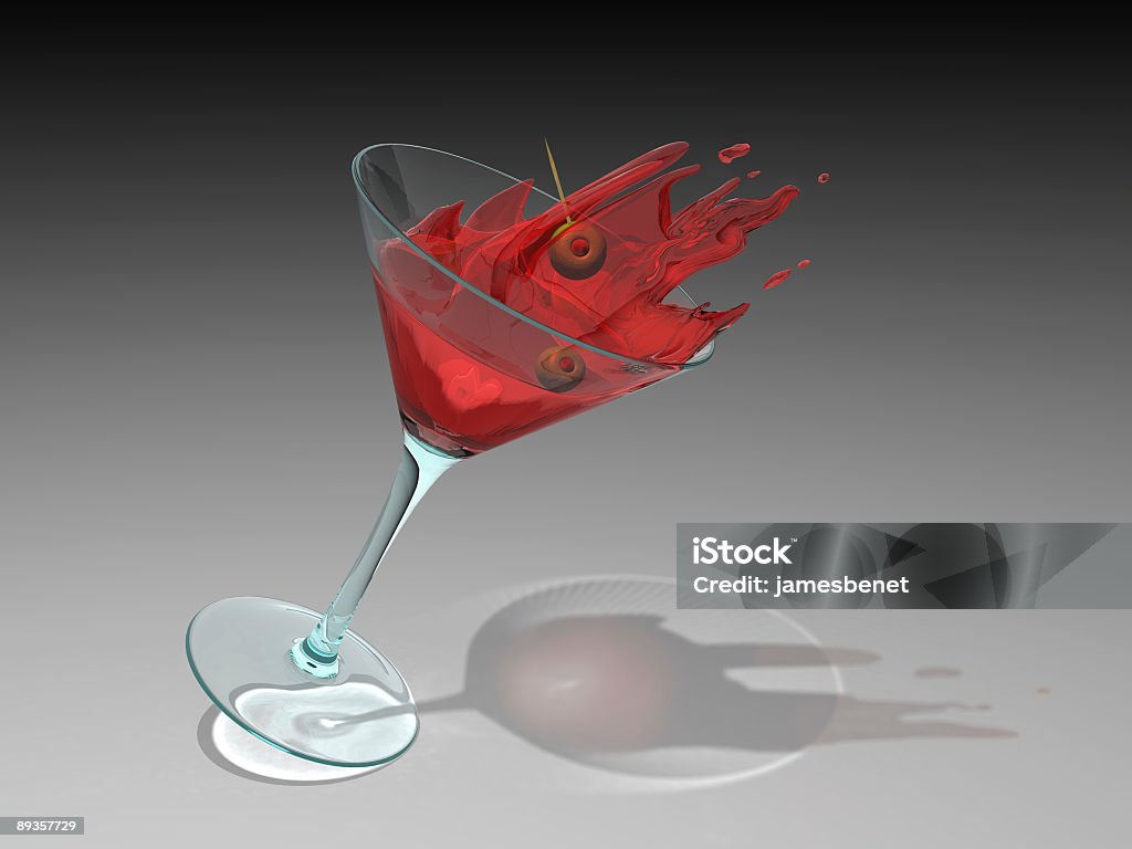 Vermelho Martini Spilling (3D - Foto de stock de Balcão de bar royalty-free