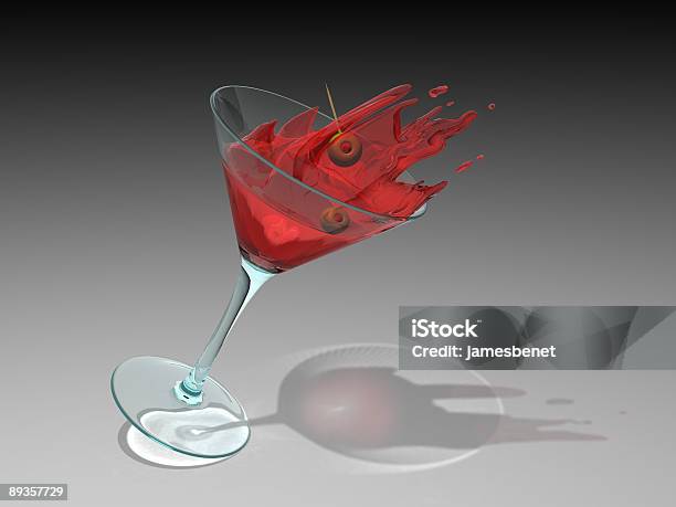 Foto de Vermelho Martini Spilling 3d e mais fotos de stock de Balcão de bar - Balcão de bar, Bar, Beber