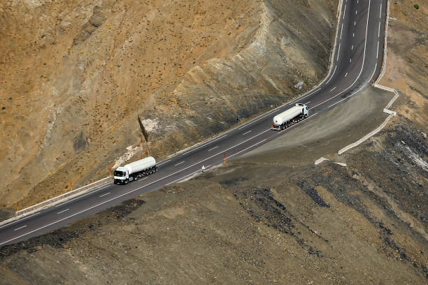 istock Tanker trucks on a mountain road 893582002