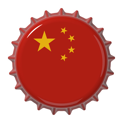 Chinese flag on bottle cap. 3D rendering