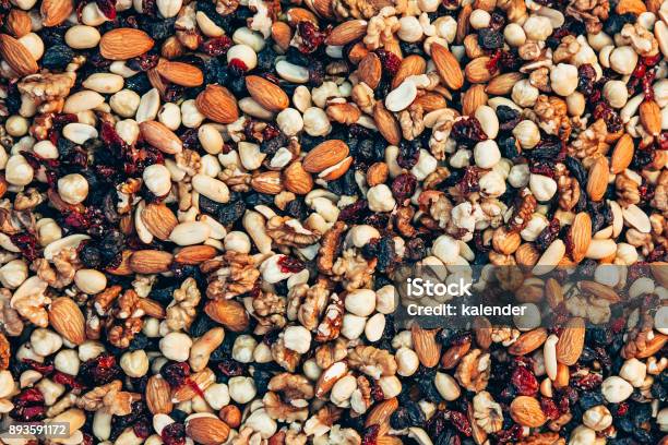 Mixed Nuts Background Closeup Stock Photo - Download Image Now - Trail Mix, Nut - Food, Backgrounds