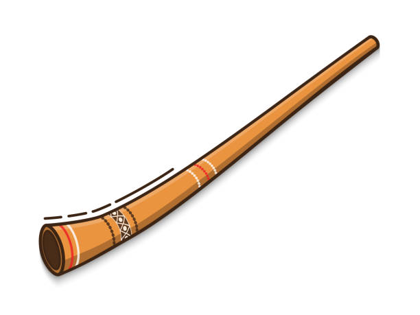 Didgeridoo is a traditional musical instrument of Australian aborigines. Vector flat icon isolated on white background Didgeridoo is a traditional musical instrument of Australian aborigines. Vector flat icon isolated on white background. didgeridoo stock illustrations