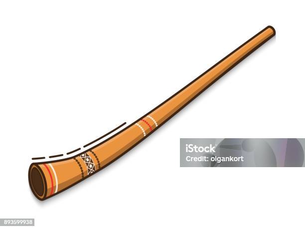 Didgeridoo Is A Traditional Musical Instrument Of Australian Aborigines Vector Flat Icon Isolated On White Background Stock Illustration - Download Image Now