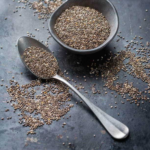 istock Organic healthy chia seeds in a bowl 893600664