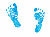 Stamp of Boy Newborn Footprints Impression in Blue Ink