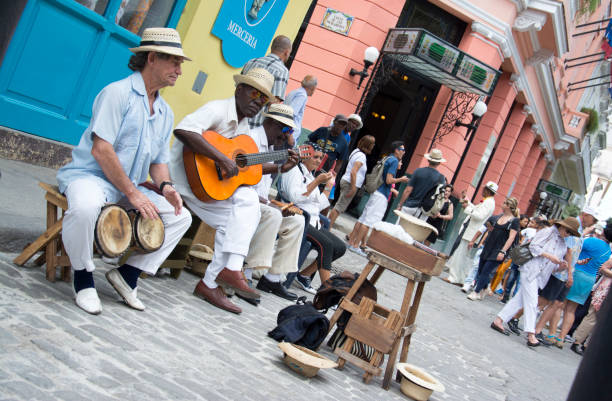 Havana, Cuba. March 10th 2017 - Musicians playing on the street of Havana, Cuba stock photo