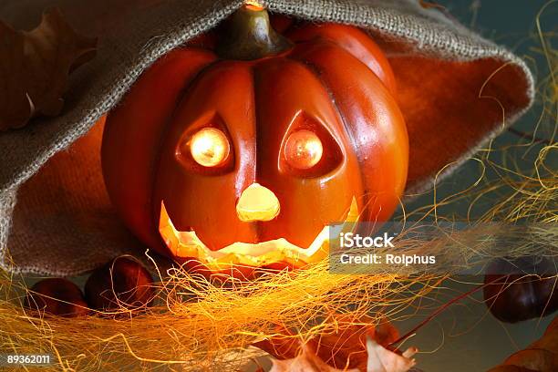 Bruciare Halloween Pumpkins - Fotografie stock e altre immagini di Accudire - Accudire, Annodare, Arancione