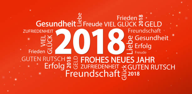 word cloud with new year 2018 greetings word cloud with new year 2018 greetings and red background zukunft stock illustrations