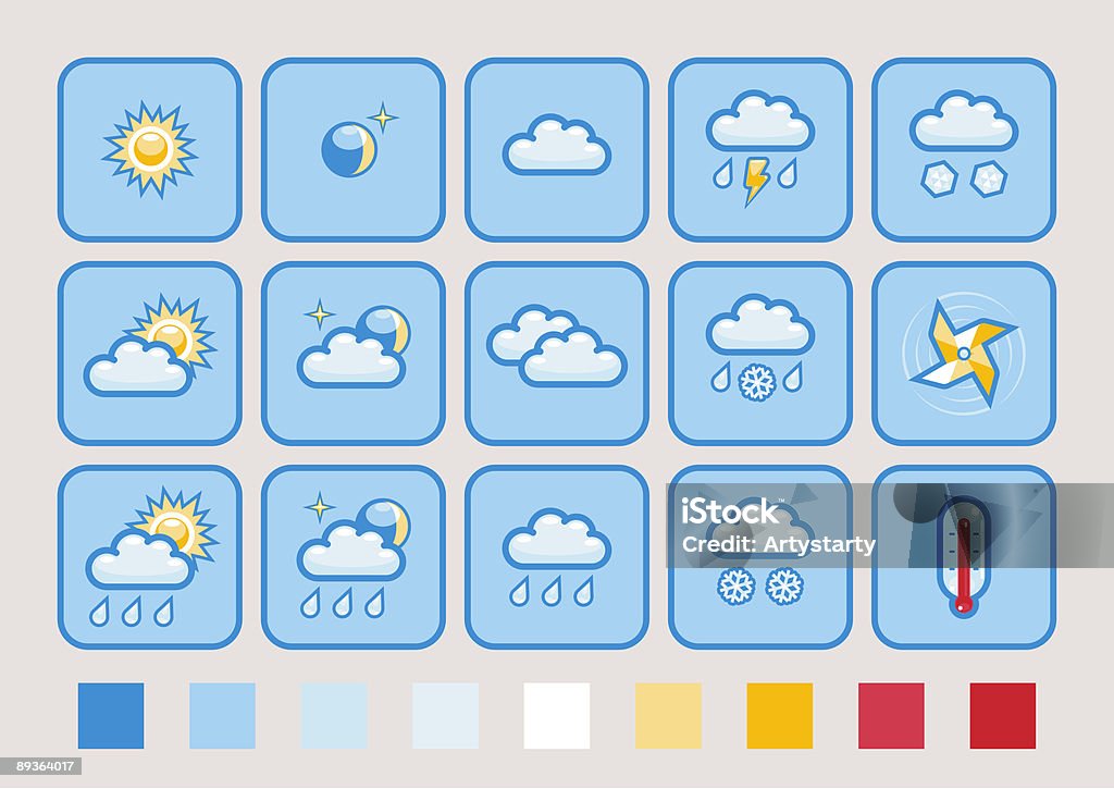 기상예보 아이콘 세트 - 로열티 프리 0명 벡터 아트