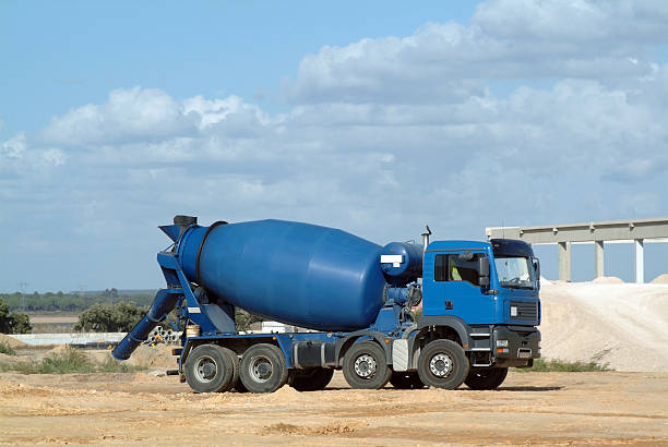 istock Blue concrete truck mixer in the workmanship 89364357