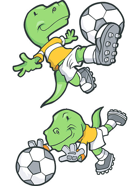 Tyrannosaurus Rex Soccer Players Vector Illustration vector art illustration