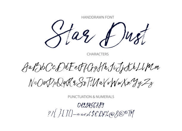 illustrations, cliparts, dessins animés et icônes de star dust. polices vectorielles dessinée à la main - handwriting