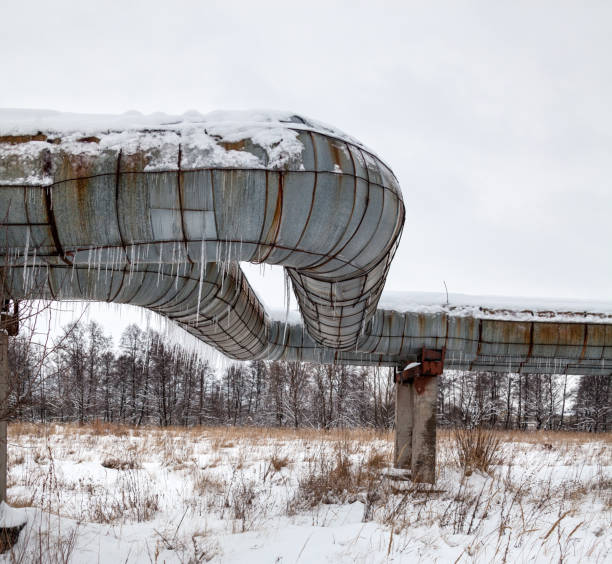 istock Pipelines with icicles hanging from the pipes. 893719354