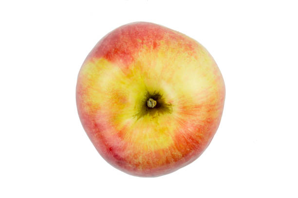 istock Apple top view red and orange cut out on white 893747682