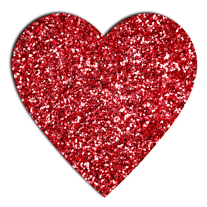 Valentine's Day glitter heart design isolated on a white background.