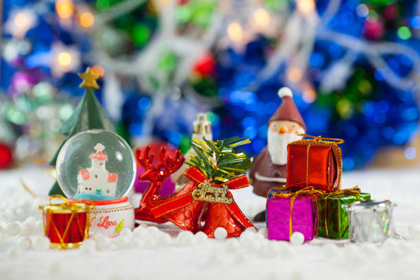 istock Christmas props decorations on christmas snow field background with copy space.Merry Christmas and happy new year concept. 893748354