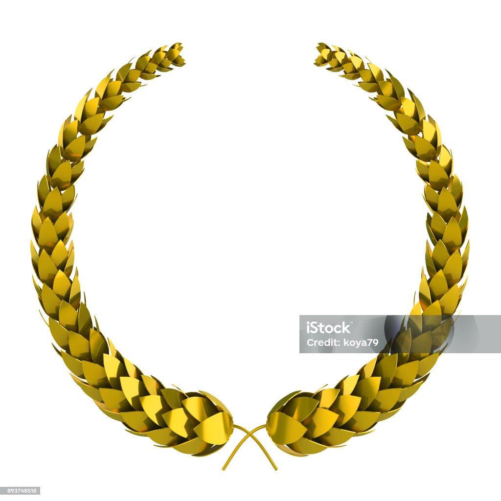 Golden 3d laurel isolated on white isolated illustration International Multi-Sport Event Stock Photo