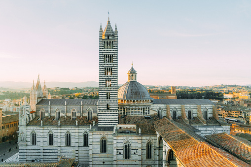 Scenic view of Siena and Duomo di Siena  from viewpoint, Tuscany, Italy