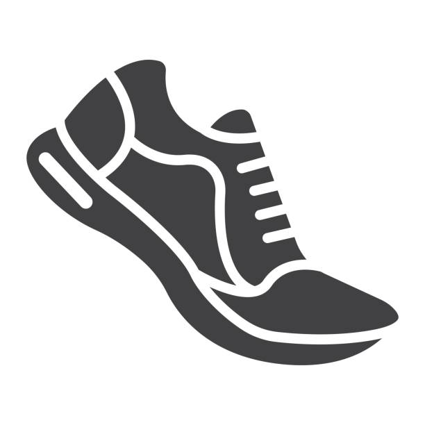 Running shoes glyph icon, fitness and sport, gym sign vector graphics, a solid pattern on a white background, eps 10. Running shoes glyph icon, fitness and sport, gym sign vector graphics, a solid pattern on a white background, eps 10. shoe stock illustrations