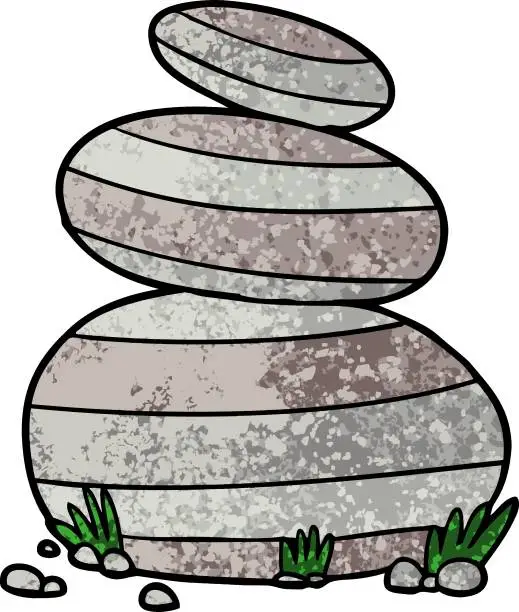 Vector illustration of cartoon large stacked stones