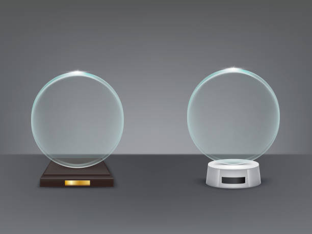 istock Realistic glass trophy, sport and business award 893845582