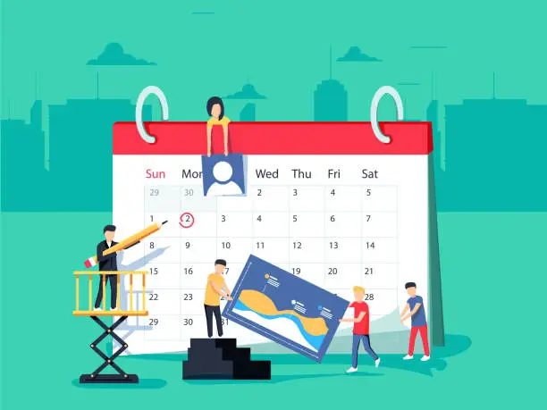 Vector illustration of Events. Flat design business people concept for business planning, events and news, reminder and schedule.