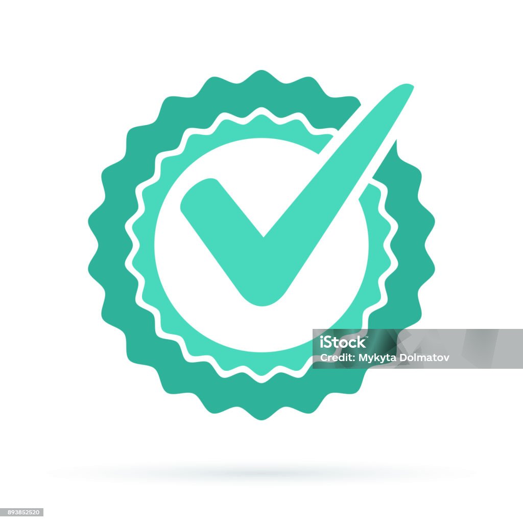 Green approved star sticker vector illustration isolated on white background Green approved star sticker vector illustration isolated on white background. Done stamp vector. Flat style design button, badge. Check icon Quality stock vector