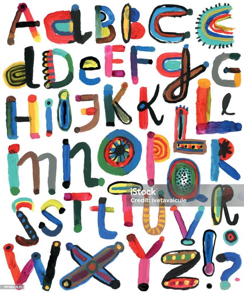 Set of painted alphabet letters Hand painted alphabet Alphabet stock vector