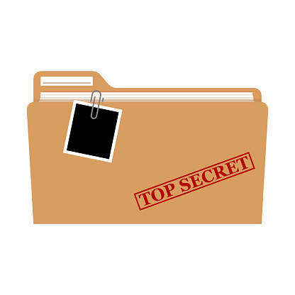 File folder with red rubber stamp top secret vector isolated, confidential, private information