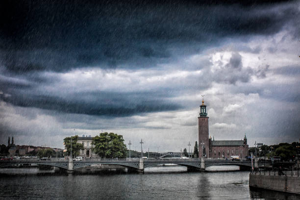 Stockholm, Sweden, during stormy weather with dramatic clouds