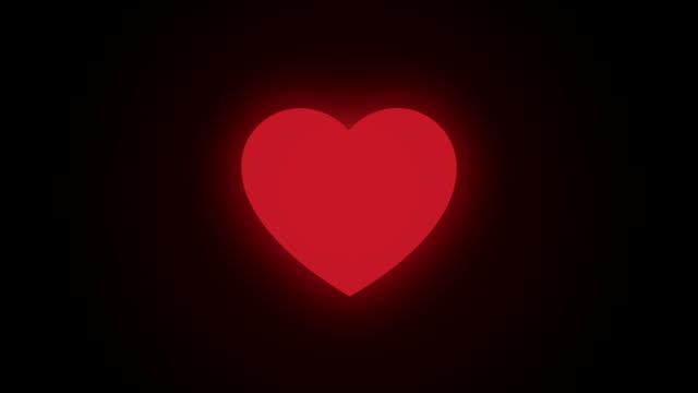 Red heart is beating on the dark background