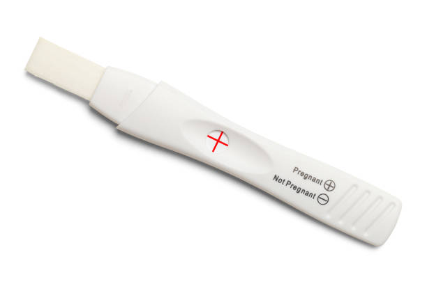 zwangerschapstest - pregnant isolated on white stockfoto's en -beelden