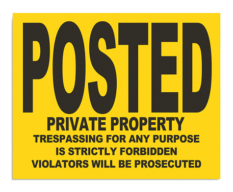 Posted Private Property Sign Isolated on a White Background.