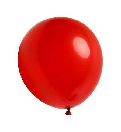 Latex Ballon Floating and Isolated on White Background.
