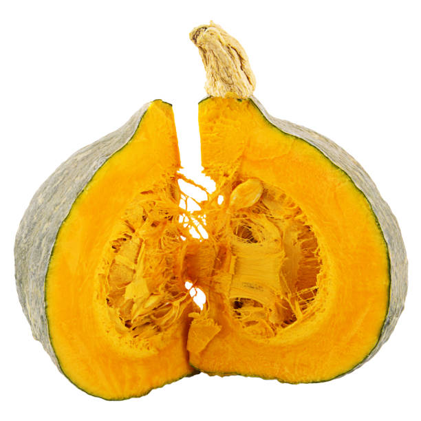 istock Two slices pumpkin isolated on white background 894011870